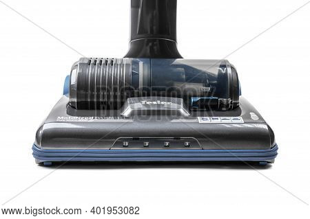 Moscow, Russia - January 3, 2021: Tesler Pure Storm 4000 Cordless Vertical Vacuum Cleaners Without D