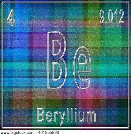 Beryllium Chemical Element, Sign With Atomic Number And Atomic Weight, Periodic Table Element