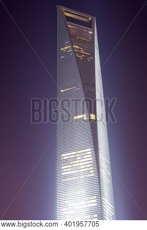 Pudong, Shanghai, China, Asia - November 26, 2008: View Of The Swfc, Shanghai World Financial Center
