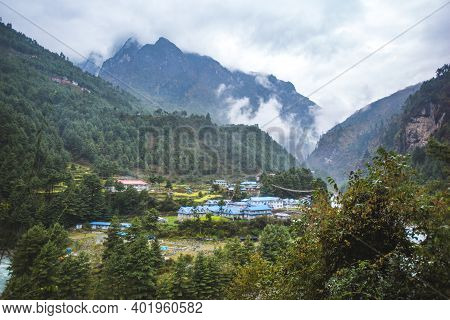 Phakding Village In The Himalayan Mountains Of Nepal