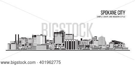 Cityscape Building Abstract Simple Shape And Modern Style Art Vector Design - Spokane City