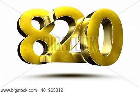 820 Numbers 3d Illustration On White Background With Clipping Path.