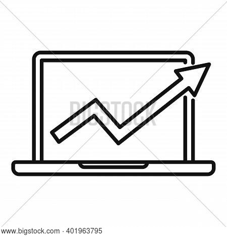 Manager Laptop Graph Icon. Outline Manager Laptop Graph Vector Icon For Web Design Isolated On White