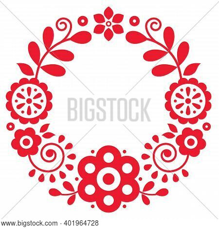 Polish Floral Vector Folk Art Mandala Pattern  Inspired By Retro Embroidery Lachy Sadeckie - Bohemia