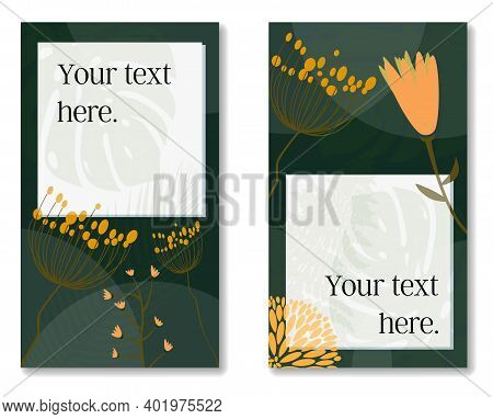 Multi-page Floral And Botanical Layout Template With Copy Space For Text Vector Illustration.