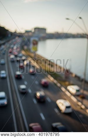 Abstract Picture, Busy Traffic. Picture Blurred For Background Abstract And Can Be Illustration To A