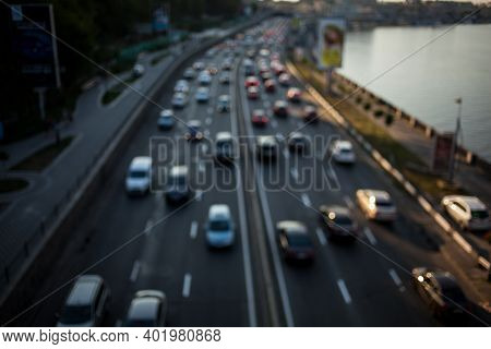 Abstract Picture, Busy Traffic. Picture Blurred For Background Abstract And Can Be Illustration To A