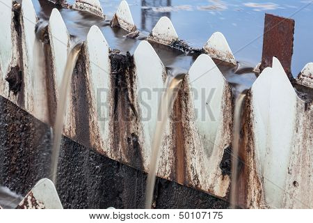 Close-up Of Water Filtering In Settlers At Wastewater Treatment Plant