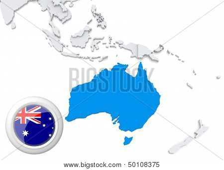 Map Of Australia With National Flag
