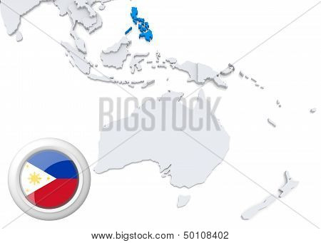 Map Of Philippines With National Flag