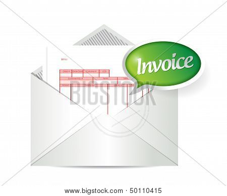 Invoice Inside An Envelope. Illustration Design