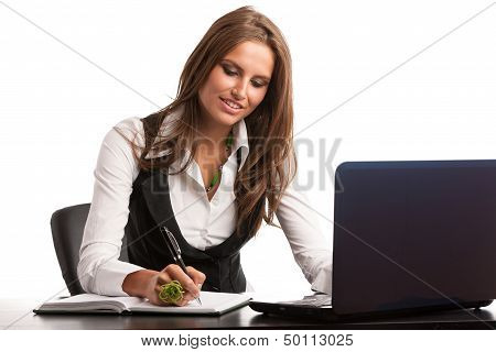 The Boss - Preety Business Secretarry Woman Working In Office Isolated Over White Background