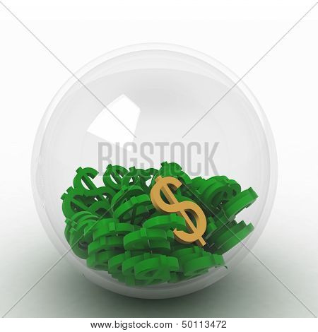 3D Render Of Dollars