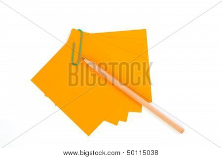 Colorful Note Paper With Clips Isolated On White Background