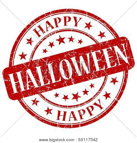 Happy Halloween Red Grunge Stamp