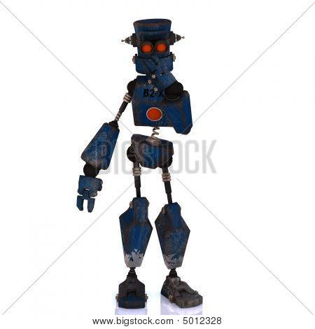 Kreslený Robot s expresivní emocí v obličeji