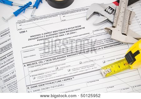 Polish Tax Form And Tools. Credit For Home Construction.