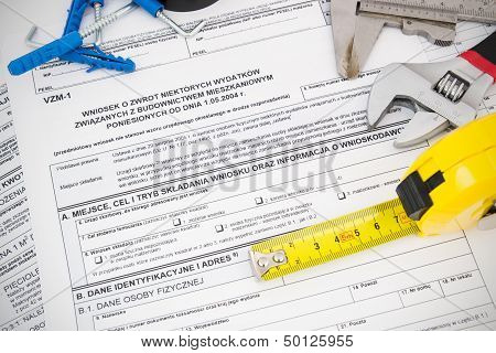Polish Tax Form And Tools. Credit For Home Construction.