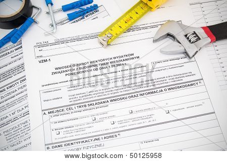 Polish Tax Form And Tools. Credit For Home Construction.