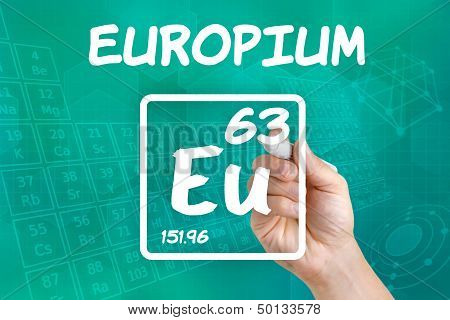 Hand drawing the symbol for the chemical element europium