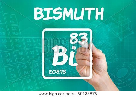 Hand drawing the symbol for the chemical element bismuth