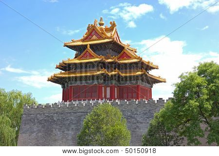 Northeast corner tower of The Forbidden City Beijing China