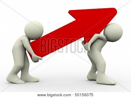 3D People Carrying Red Arrow