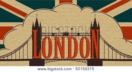 London, Tower Bridge And The Flag Of The Uk
