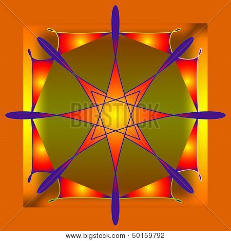 Color Abstract Composition With A Stars And Rick-red Background
