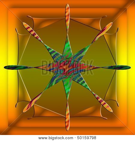 Color Abstract Composition With A Stars And Yellow Gradient.
