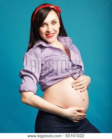 Funny Pregnant Woman In Pin Up Style
