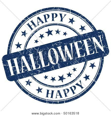 Happy Halloween Blue Grunge Stamp