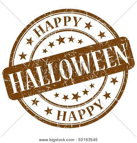 Happy Halloween Brown Grunge Stamp