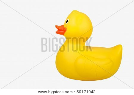 Yellow Plastic Duck with Clipping Path (Side Profile)