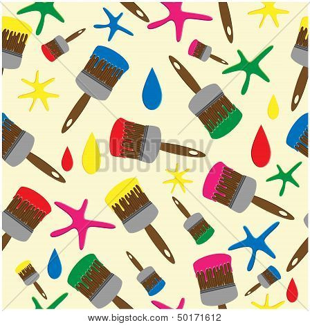 Pattern From Brushes With A Varicoloured Paint