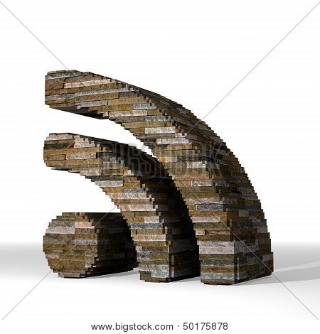 3D Render Of A Isolated Wifi Sign  Built Out Of Stones