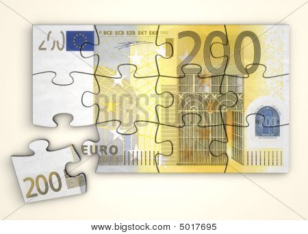 200 Euro Bemærk puslespil Top View