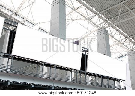 Two Huge Blank Billboard In Airport
