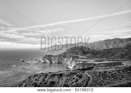 Bixby Bridge In Black And White