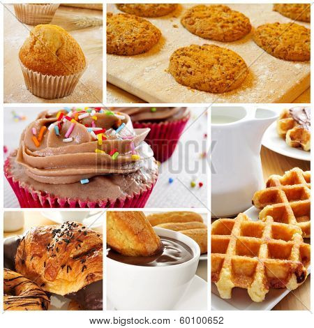 a collage of different kind of biscuits and pastries