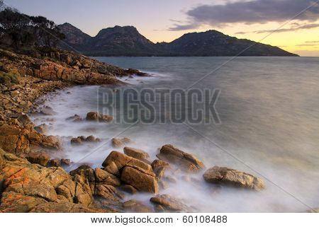 Sunset at Coles Bay, Freycinet National Park, Tasmania, Australia