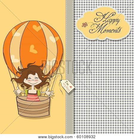 Happy Girl Flying With A Balloon Flying