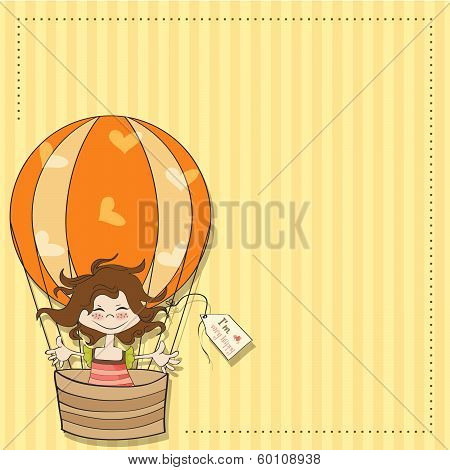 Happy Girl Flying With A Balloon Flying