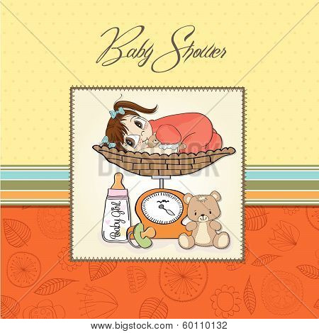 Beautiful Baby Girl On On Weighing Scale