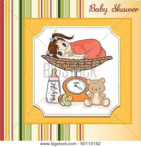 Beautiful Baby Girl On On Weighing Scale