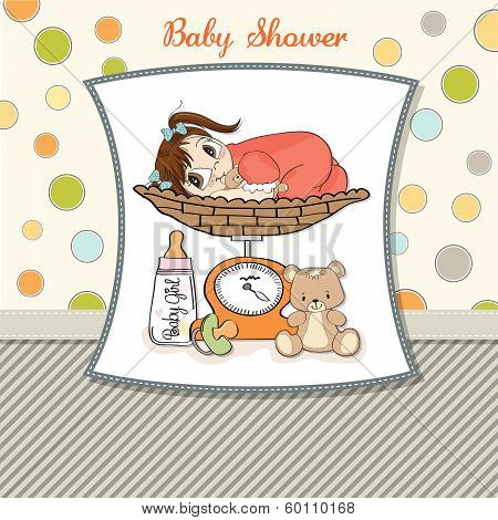 Beautiful Baby Girl On On Weighing Scale