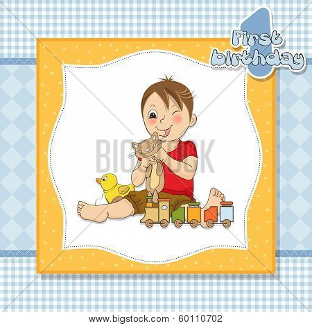 Little Boy Are Playing With His Toys