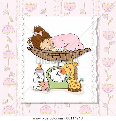 Baby Girl On On Weighing Scale