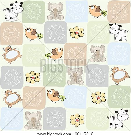 Childish Seamless Pattern With  Animals