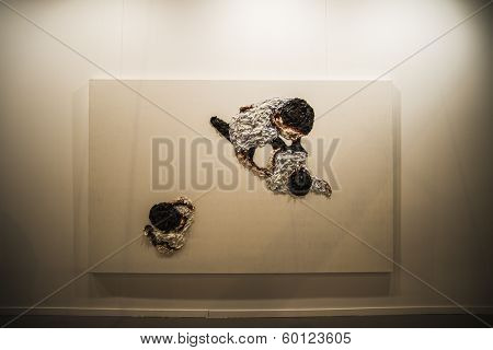 MADRID, SPAIN - 19 FEBRUARY 2014.Sculpture.Begins 2014 ARCO, the International Contemporary Art Fair in Madrid, Spain
